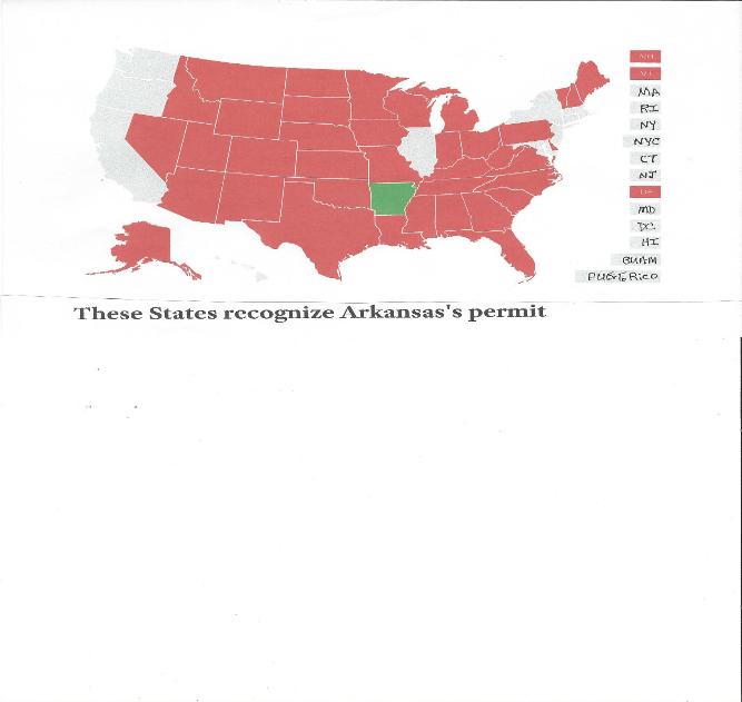 GUNSNMORE, Inc. HOT SPRINGS, ARKANSAS RECIPROCITY MAP